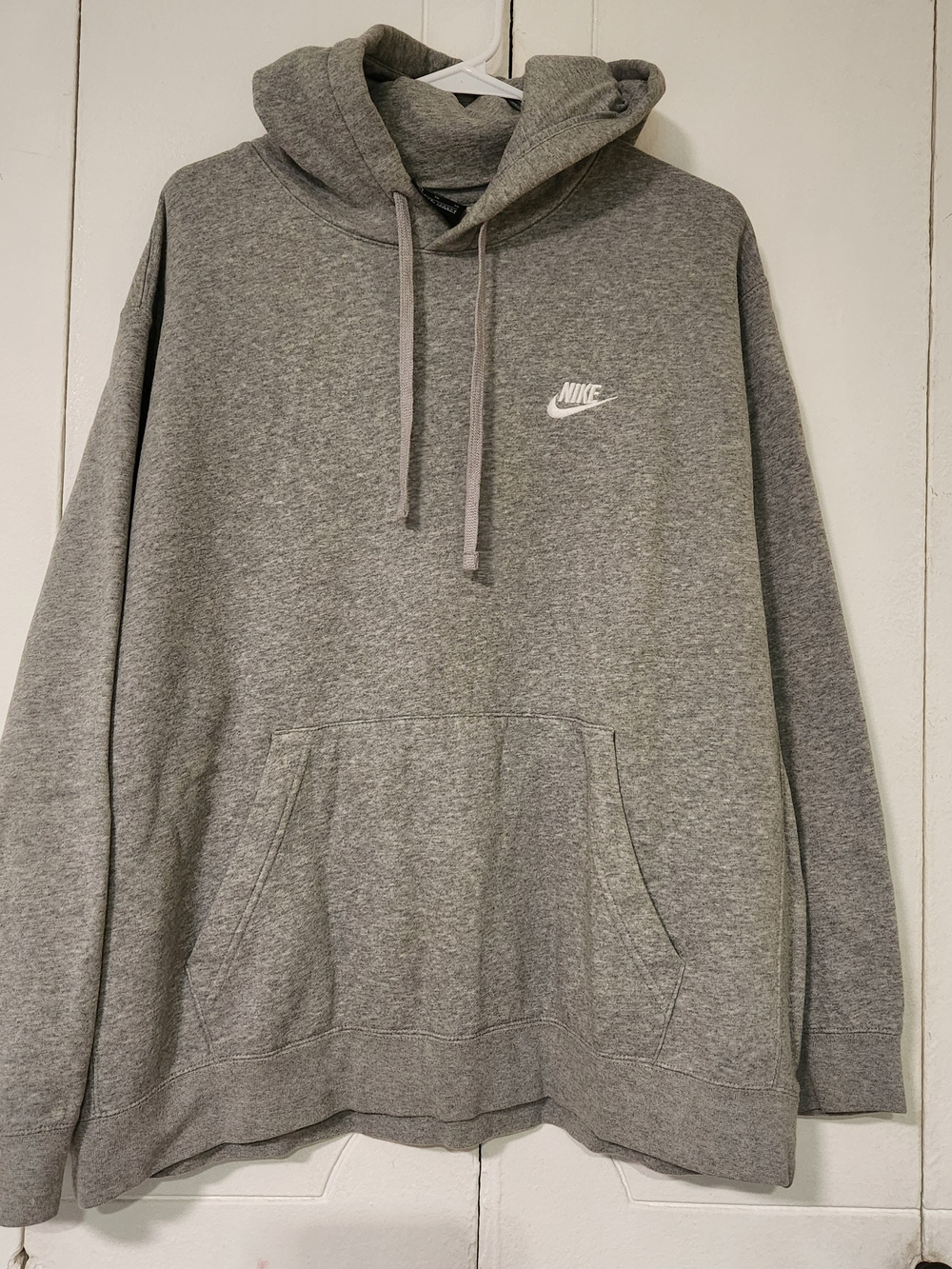 Nike Heather Gray Pullover Hoodie with White Logo